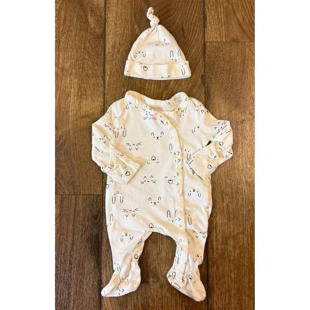 Mighty Goods Baby Outfit Girl Preemie Clothes‎ Hat Cat Bunny Face Footed Set Lot